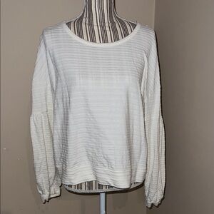 Madewell Cream Textured Long Sleeve Top